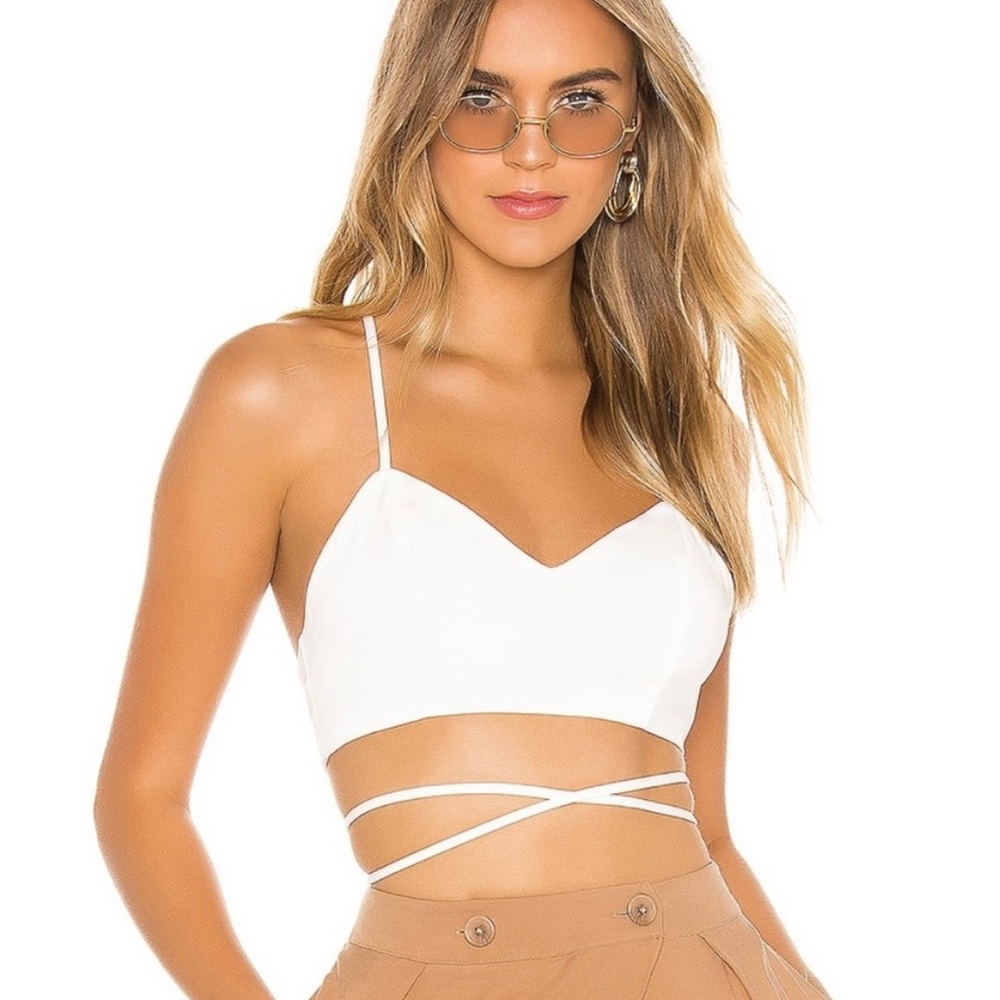 Revolve Superdown White Tie Crop Top